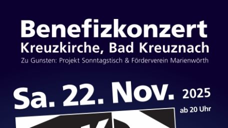 Das Bild zeigt das Ankündigungsplakat für das Benefizkonzert der Band Backdoor in der Hl.-Kreuz-Kirche